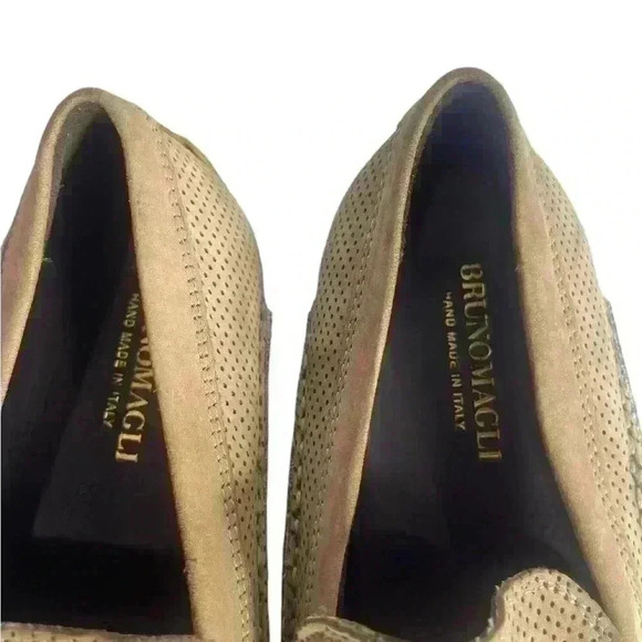 Bruno Magli Mens  Tan Perforated Suede Penny Loafers & Slip On In Italy 10M/43.5 main image 5